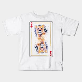 Lioness Head Queen of Diamonds Playing Card Kids T-Shirt